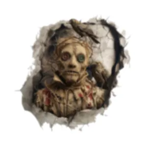 3D Halloween muursticker met enge vogelverschrikker en kraaien en muurscheureffect