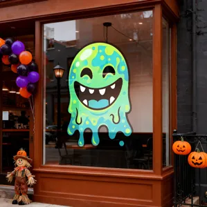 Grüner Schleimgeist-Fensteraufkleber für die Halloween-Party-Fensterdekoration