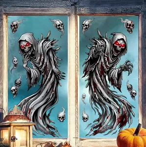 Stickers de fenêtre Halloween avec faucheuses, crânes et fantômes pour décoration