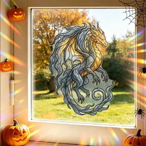 Decorative colorful dragon static window cling sticker for Halloween glass decor