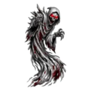Sticker de fenêtre Faucheuse d'Halloween effrayante avec yeux rouges et sang versé