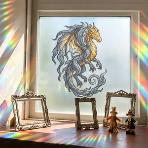 Colorful golden dragon static cling sticker for window glass and home decoration