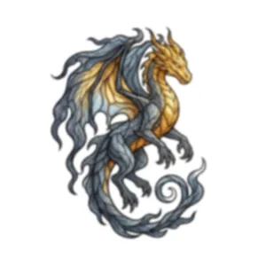 Detailed fantasy golden dragon static window sticker for Halloween glass decoration