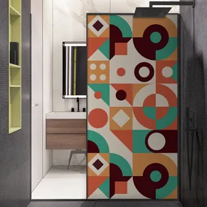 Film de verre dépoli d'intimité avec motif pop art géométrique rétro pour douche