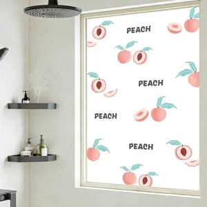 Roze Perzik Cartoon Statische Gematteerd Glas Sticker Voor Badkamer Privacy Vensterfolie Decoratief Anti Inkijk Lijmvrij PVC Sticker