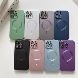 MagSafe Magnetic Phone Case for iPhone 14 13 12 Pro Max Plating Camera Lens Protector