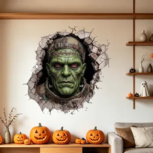 Αυτοκόλλητο τοίχου 3D Frankenstein για Halloween με ρεαλιστική επίδραση ρωγμής