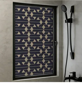 Geometric abstract privacy window film with frosted finish for bathroom shower window decor