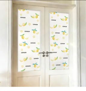 Película decorativa esmerilada para puertas con diseño de limones para privacidad