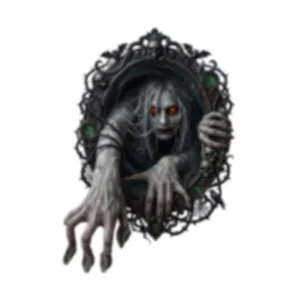 Spooky Halloween ghost woman mirror window sticker for scary indoor wall decoration