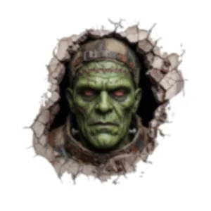 Τρισδιάστατο αυτοκόλλητο τοίχου Frankenstein Halloween με κόκκινα μάτια για διακόσμηση