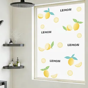 Pegatina de Vidrio Esmerilado Estático de Dibujos Animados de Limón Amarillo Protección de Privacidad Película Decorativa de PVC