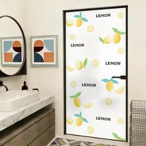 Película estática para cristales con diseño de limón para privacidad y decoración