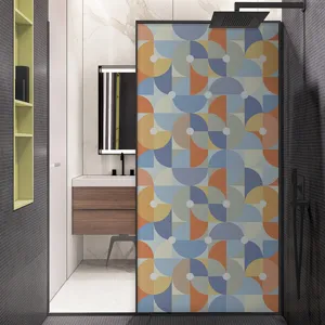 Película esmerilada para ventanas con patrones geométricos para privacidad en el baño