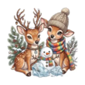 Süßer Weihnachts-Rentier und Schneemann Aufkleber für festliche Fensterdekorationen