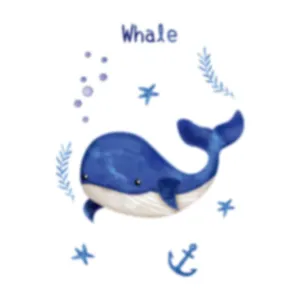 Adorable cartoon blue whale frosted static glass sticker for home privacy and decor