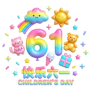 Vibrant 3D style Children's Day rainbow static glass stickers for school window decoration