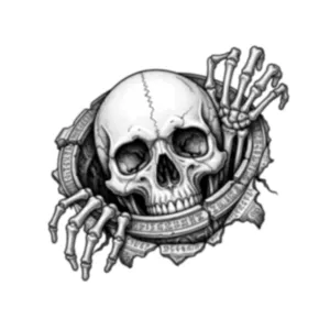 3D-muursticker schedel en skelethanden met runencirkel voor Halloween-kamerdecoratie