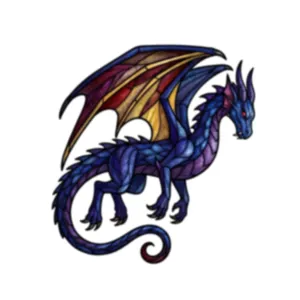 Colorful stained-glass style blue dragon static window sticker for party decoration