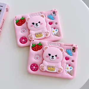 Custodia tablet orsetto cartone rosa per Samsung A9 iPad 10 simpatica cover protettiva 3D