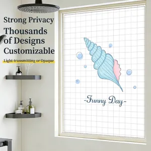Cartoon Shell Frosted Glass Window Film Static Cling Privacy Protection Sunshade Waterproof Bathroom Kitchen Decorative Sticker