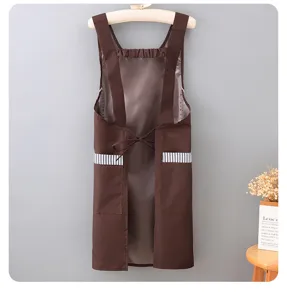 Wasserdichte Küchenschürze mit Taschen, ärmelloser brauner Westostil für die Hausarbeit.