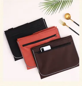 Tablier de cuisine imperméable avec poche zippée couleur unie tablier de service demi-taille