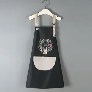 Kinder Waterdichte Schort PVC Schattig Cartoon Konijn Patroon Kinderen Schilderen Koken Bib Met Voorzak Verstelbare Band