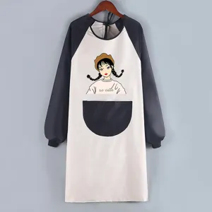 Grembiule impermeabile a maniche lunghe per cucina, tuta protettiva con stampa di cartone carino.