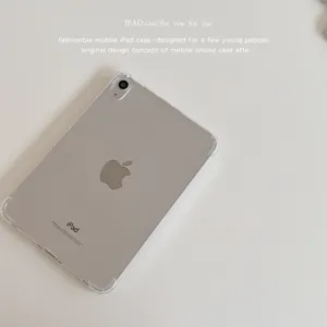 Détail de coque de protection en silicone anti-chute claire pour tablette iPad, souple.