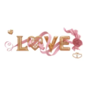 Golden 3D "LOVE" themed static window sticker for Valentine's Day party decoration