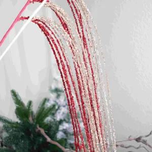 Christmas glitter branch decoration DIY floral arrangement red and gold party supplies
