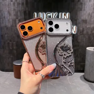 Coque de téléphone strass TPU électrodéposée avec paillettes scintillantes iPhone 16 Pro