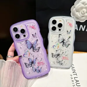 Golf epoxy vlinder glitter telefoonhoesje geschikt voor iPhone 14 15 Pro Max hoesje