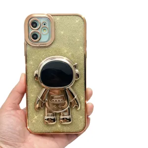 Glitter Astronaut Phone Case With Rose Gold Electroplated Stand Cover For iPhone New