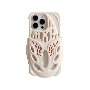 Silicone phone case for iPhone, creative hollow slipper design, soft protective cover.