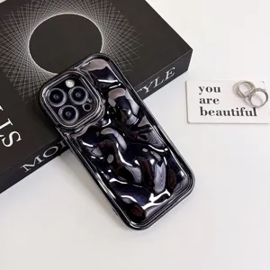 Electroplated meteorite pattern phone case compatible with iPhone, stylish luxury wave design cover