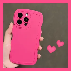 Custodia per telefono in silicone ondulato rosa protezione fotocamera stile dettaglio