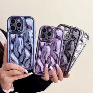 Electroplated Meteorite Texture TPU Soft Phone Case For Huawei Mate 50 P50 P40 Luxury Fluid Mirror Protective Cover