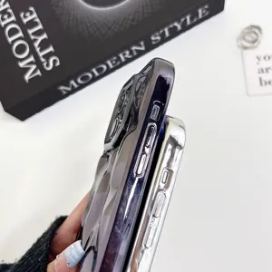 Electroplated meteorite texture phone case, stylish irregular wave design, durable protection.