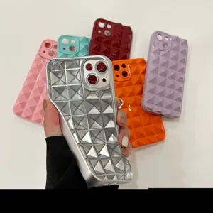 Minimalist 3D Rivet Diamond Phone Case for iPhone 14 Pro Max 13 12 Soft Silicone Cover