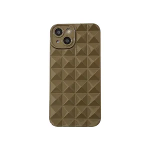 Glossy 3D pyramid studded phone case compatible with Apple iPhone 14 Pro Max stylish cover