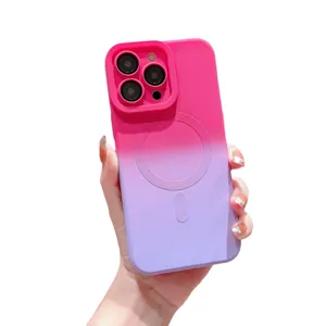Gradiënt magnetisch telefoonhoesje met camerabeschermer compatibel voor iPhone 14 15 Pro Max.