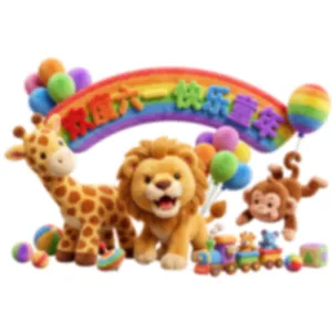 Colorful cartoon animal static window stickers with rainbow for Children's Day decor