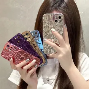 Custodia per Cellulare in TPU con Texture Pietra Galvanizzata per Donna Stile Nordico Cover Protettiva
