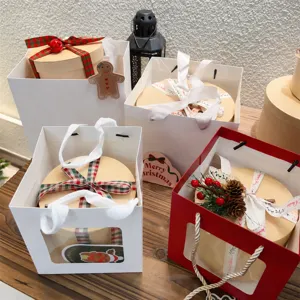 Sacchetti regalo di Natale 19cm borsa bianca scatola rotonda confezione per mele set regalo