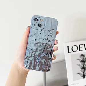 Custodia per telefono texture metallo liquido placcato iPhone 14 Pro Max morbida antiurto cover