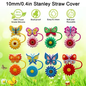 Cute Silicone Butterfly Flower Straw Cover Dust Plug For Tumblers Reusable Cup Accessories Decorative Straw Topper