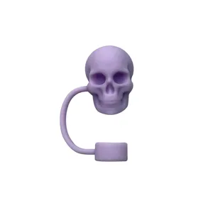 Copertura per cannnuccia teschio in silicone viola per tazze Stanley tappo antipolvere