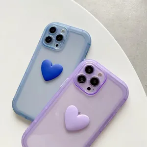 Leuke 3D hart TPU telefoonhoesje voor iPhone, stijlvolle effen zachte beschermhoes.